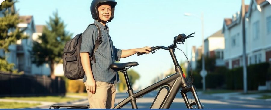 Student with an e-bike