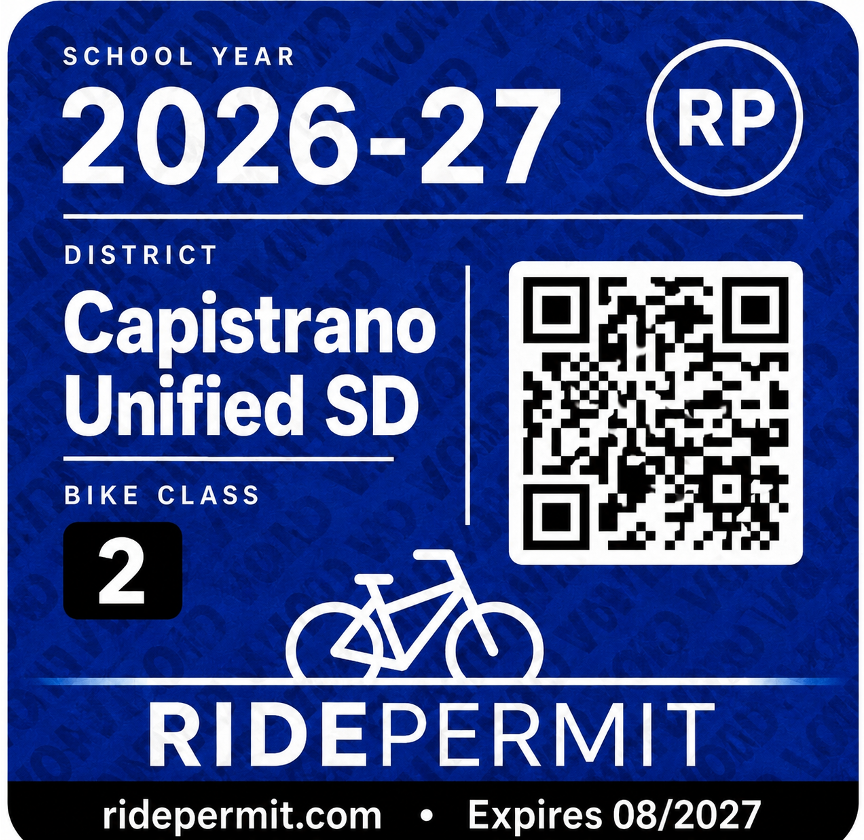 RidePermit physical permit decal with QR code